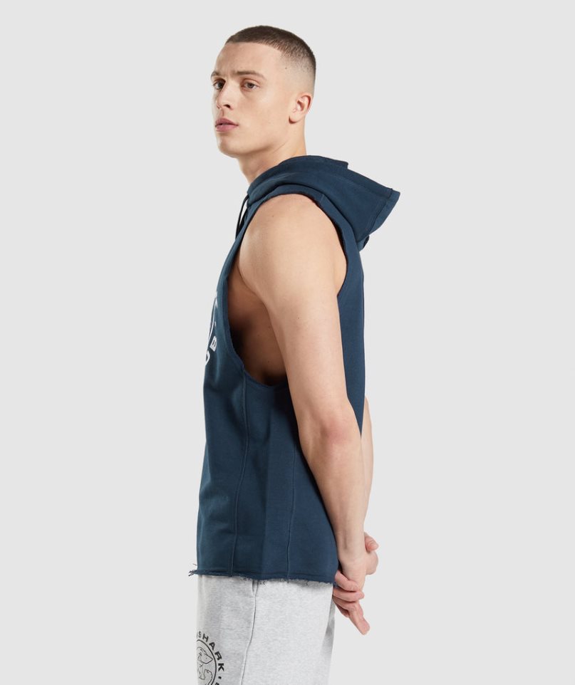 Men's Gymshark Legacy Drop Arm Hoodie Navy | CA 083D67